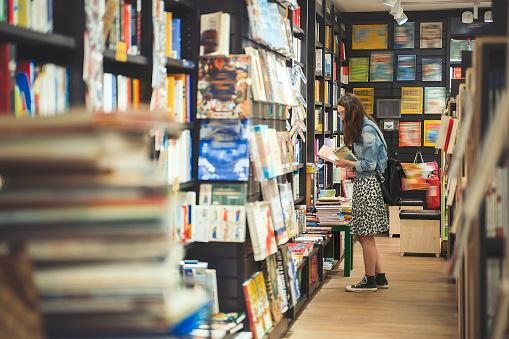 Woman in book store